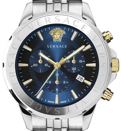 Versace Chronograph Signature Men's Watch Gold Steel Green 